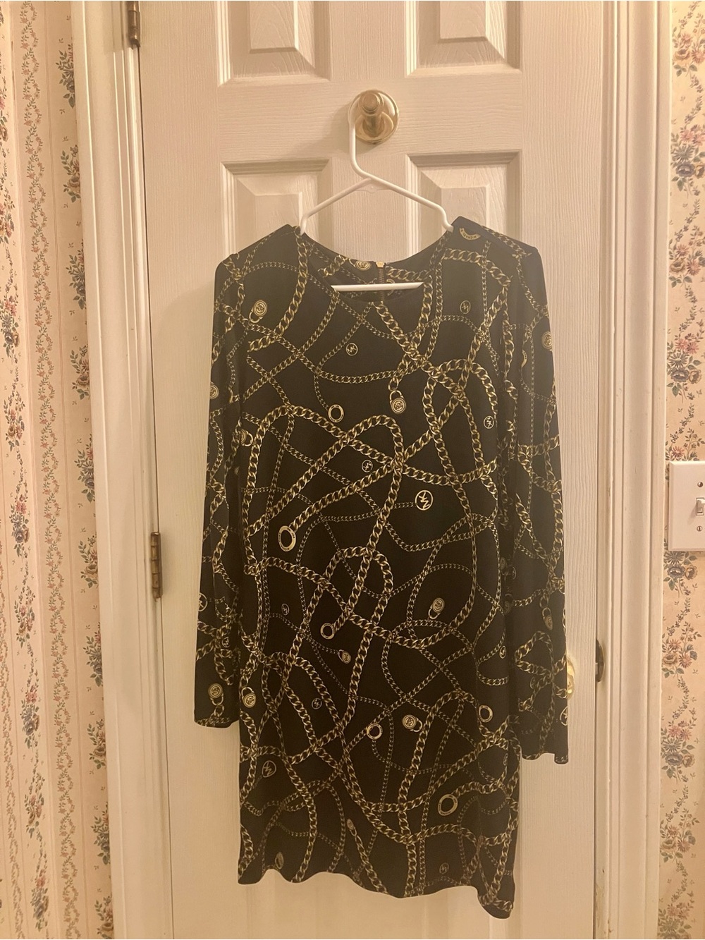 Michael Kors Black and Gold Midi Dress
